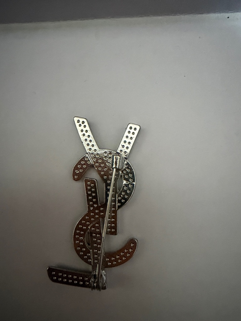 Crystal Monogram Brooch - Silver Rhinestone Pin - Picture 2 of 2